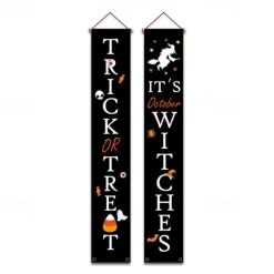 Halloween Fan Flag Bunting Outdoor Flag for Outdoor Halloween Yard Fence Hanging Spooky Pumpkin Banner Flag Table Decor Fall Room Decor Aesthetic Halloween Birthday Party Decor