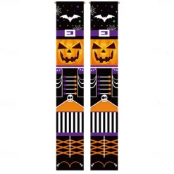 Halloween Fan Flag Bunting Outdoor Flag for Outdoor Halloween Yard Fence Hanging Spooky Pumpkin Banner Flag Table Decor Fall Room Decor Aesthetic Halloween Birthday Party Decor