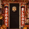 Halloween Fan Flag Bunting Outdoor Flag for Outdoor Halloween Yard Fence Hanging Spooky Pumpkin Banner Flag Table Decor Fall Room Decor Aesthetic Halloween Birthday Party Decor