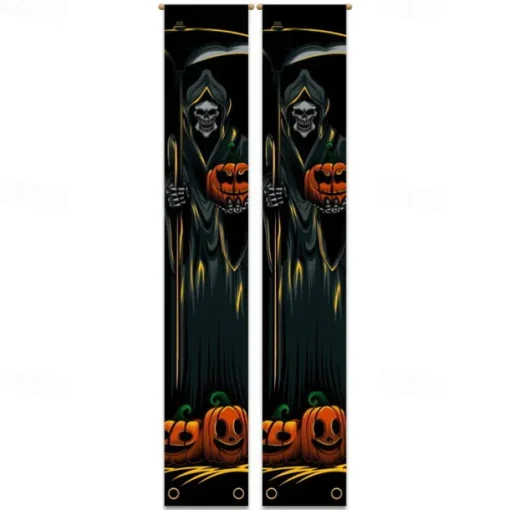 Halloween Fan Flag Bunting Outdoor Flag for Outdoor Halloween Yard Fence Hanging Spooky Pumpkin Banner Flag Table Decor Fall Room Decor Aesthetic Halloween Birthday Party Decor