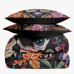 Halloween Floral Duvet Cover Set - Includes Duvet Cover and Pillowcases - Spooky and Festive Design - Soft and Comfortable Fabric - Perfect for Halloween Home Decor