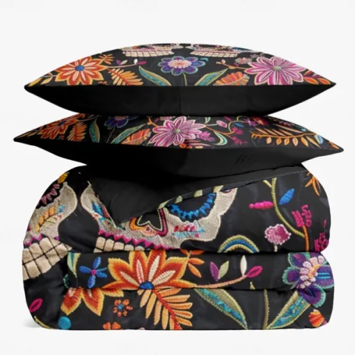 Halloween Floral Duvet Cover Set - Includes Duvet Cover and Pillowcases - Spooky and Festive Design - Soft and Comfortable Fabric - Perfect for Halloween Home Decor