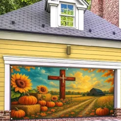 Halloween Garage Door Cover Large Hanging Backdrop Pumpkin Scarecrow Dark Punk Gothic Style Party Outdoor Shooting Backgrounds Yard Haunted House Decorations Wall Door Background