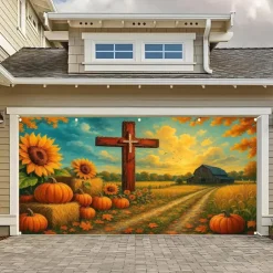 Halloween Garage Door Cover Large Hanging Backdrop Pumpkin Scarecrow Dark Punk Gothic Style Party Outdoor Shooting Backgrounds Yard Haunted House Decorations Wall Door Background