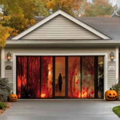 Halloween Garage Door Cover Large Hanging Backdrop Bloodstains Dark Punk Gothic Style Party Outdoor Shooting Backgrounds Front Door Decorations Wall Door Background