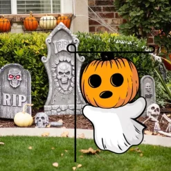 Halloween Garden Flag - Double-Sided Seasonal Yard Banner for Fall Decorations - Durable and Weather-Resistant Polyester Flag for Outdoor Lawn, Porch, or Garden Decor