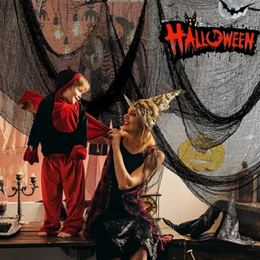 Halloween Gauze Creepy Cloth Black Netting Spider Web Decor Halloween Horror House Party Decoration