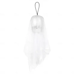 Halloween Gauze Skull Hanging Ghost with Flashing Eyes Horror Halloween Decoration Props for Haunted House Bar Restaurant KTV Decor Horror Hanging Ghost Pendant
