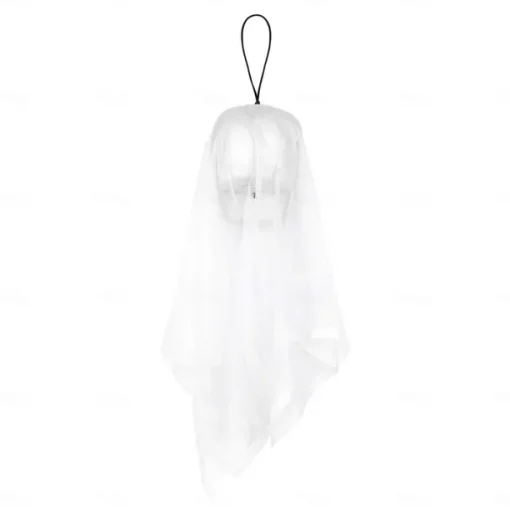 Halloween Gauze Skull Hanging Ghost with Flashing Eyes Horror Halloween Decoration Props for Haunted House Bar Restaurant KTV Decor Horror Hanging Ghost Pendant