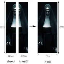 Halloween Ghost Sister Creative 3D Door Sticker Personalized Wood Door Home Decoration Wall Decal Paper Refurbished Wall Decal