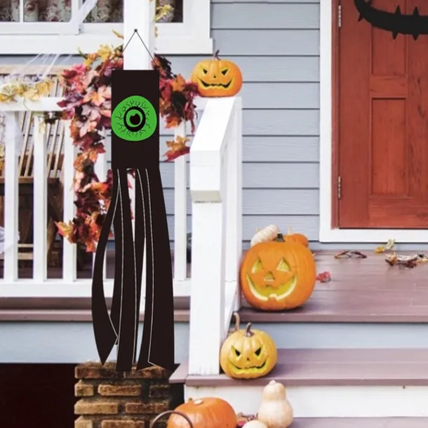 Halloween Ghost Windsock Night Light Spooky LED Hanging Decoration with Ghostly Glow Waterproof and Weather-Resistant for Outdoor Yard, Porch, or Garden Decor Perfect for Halloween Night Atmosphere