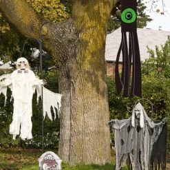 Halloween Ghost Windsock Night Light Spooky LED Hanging Decoration with Ghostly Glow Waterproof and Weather-Resistant for Outdoor Yard, Porch, or Garden Decor Perfect for Halloween Night Atmosphere