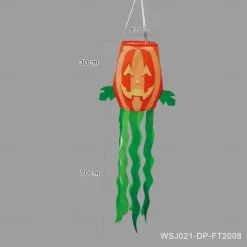Halloween Ghost Windsock Night Light Spooky LED Hanging Decoration with Ghostly Glow Waterproof and Weather-Resistant for Outdoor Yard, Porch, or Garden Decor Perfect for Halloween Night Atmosphere