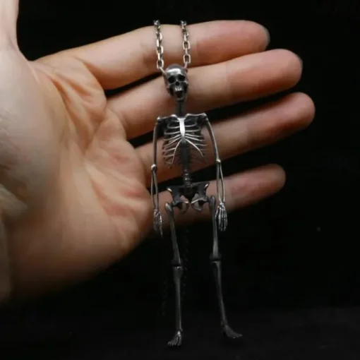 Halloween Gift 14CM/5.51inch, Handmade Sterling Silver Full Body Skeleton Pendant -HALLOWEEN GIFT