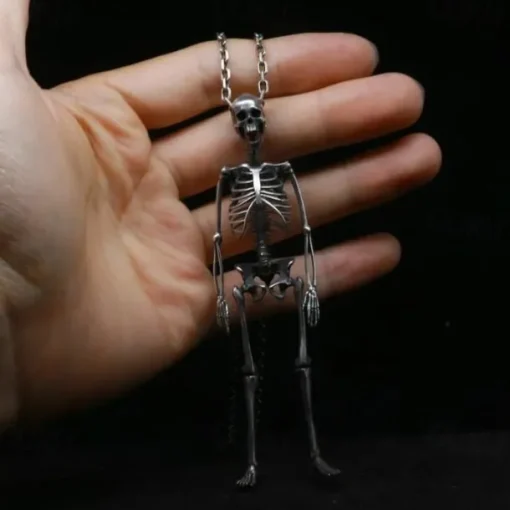 Halloween Gift 14CM/5.51inch, Handmade Sterling Silver Full Body Skeleton Pendant -HALLOWEEN GIFT
