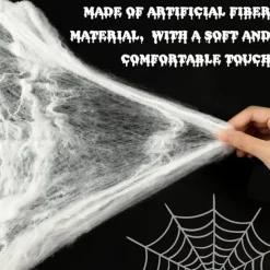Halloween Glow in The Dark Spider Web Fake Cobwebs Stretch Green Spider Webs for Halloween Outdoor Indoor Home Decorations Creepy Party Decor
