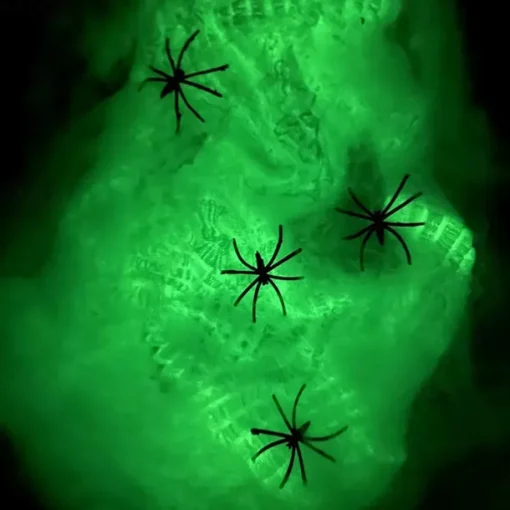 Halloween Glow in The Dark Spider Web Fake Cobwebs Stretch Green Spider Webs for Halloween Outdoor Indoor Home Decorations Creepy Party Decor