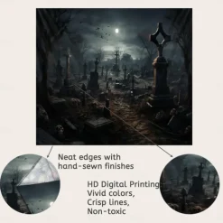 Halloween Graveyard Hanging Tapestry Wall Art Large Tapestry Mural Decor Photograph Backdrop Blanket Curtain Home Bedroom Living Room Decoration