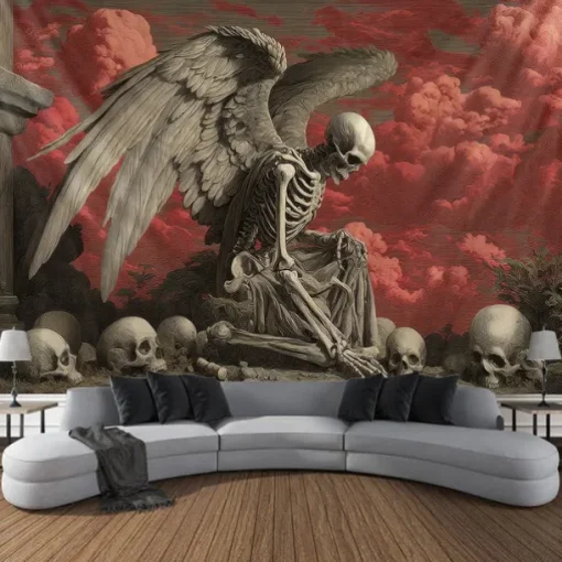 Halloween Hanging Tapestry Photograph Backdrop Jack O Lantern Wall Art Large Tapestry Mural Decor Blanket Curtain Home Bedroom Living Room Decoration Death Selfie