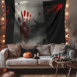 Halloween Hanging Tapestry Photograph Backdrop Jack O Lantern Wall Art Large Tapestry Mural Decor Blanket Curtain Home Bedroom Living Room Decoration Death Selfie