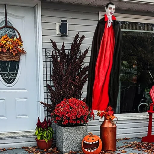 Halloween Hanging Vampire Props, Life Size Hanging Ghost Dead Body, with Voice-activated Sensor & Glowing Eyes, for Halloween Haunted Houses Party Outdoor Decorations
