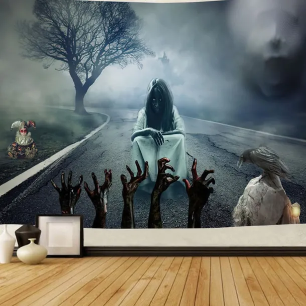 Halloween Horror Hanging Tapestry Wall Art Large Tapestry Mural Decor Photograph Backdrop Blanket Curtain Home Bedroom Living Room Halloween Decorations