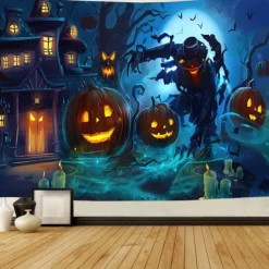 Halloween Horror Hanging Tapestry Wall Art Large Tapestry Mural Decor Photograph Backdrop Blanket Curtain Home Bedroom Living Room Halloween Decorations
