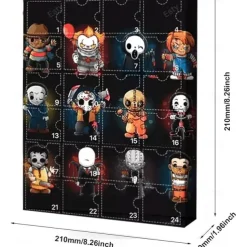 Halloween Horror Movie Advent Calendar 2025 Contains 24 Christmas Gifts, Xmas Horror Figures Countdown Calendar with Surprise Toys, Collectible Figures Gifts for Kids