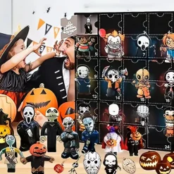 Halloween Horror Movie Advent Calendar 2025 Contains 24 Christmas Gifts, Xmas Horror Figures Countdown Calendar with Surprise Toys, Collectible Figures Gifts for Kids