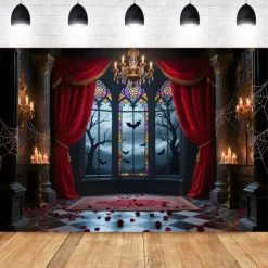 Halloween Horror Photograph Backdrop House Hanging Tapestry Wall Art Large Tapestry Mural Decor Blanket Curtain Home Bedroom Living Room Decoration