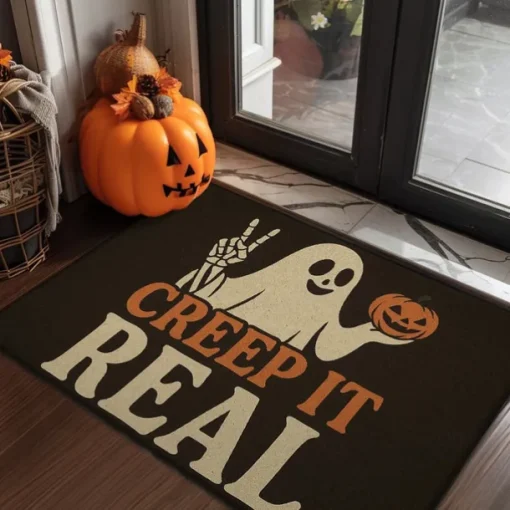 Halloween Indoor Outdoor Doormat Kitchen Mat "Ghouls Just Wanna Have Fun" Funny Ghosts Design, Non-Slip Front Door Mat for Porch, Entryway, Patio, Bedroom, Bathroom and 2025 Halloween Home Decoration