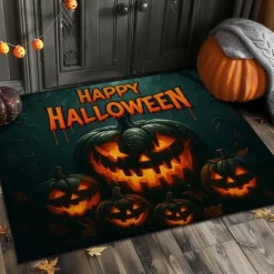 Halloween Indoor Outdoor Doormat Kitchen Mat Funny Skeleton Waiting for Halloween, Non-Slip Front Door Mat for Porch, Entryway, Patio, Bedroom, Bathroom and 2025 Halloween Home Decoration