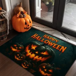Halloween Indoor Outdoor Doormat Kitchen Mat Funny Skeleton Waiting for Halloween, Non-Slip Front Door Mat for Porch, Entryway, Patio, Bedroom, Bathroom and 2025 Halloween Home Decoration
