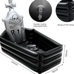 Halloween Inflatable Tombstone Coffin Drink Cooler Party Supplies, Halloween Party Beverage Holder for Indoor Outdoor Home Party Decorations Inflatable Serving Bar Drink Container