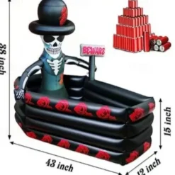 Halloween Inflatable Tombstone Coffin Drink Cooler Party Supplies, Halloween Party Beverage Holder for Indoor Outdoor Home Party Decorations Inflatable Serving Bar Drink Container