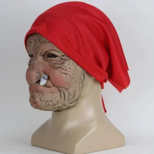 Halloween Latex face Covering Horror Head Covering Old Woman face Protection Latex Head Covering for Halloween Masquerade Carnival Costume Props