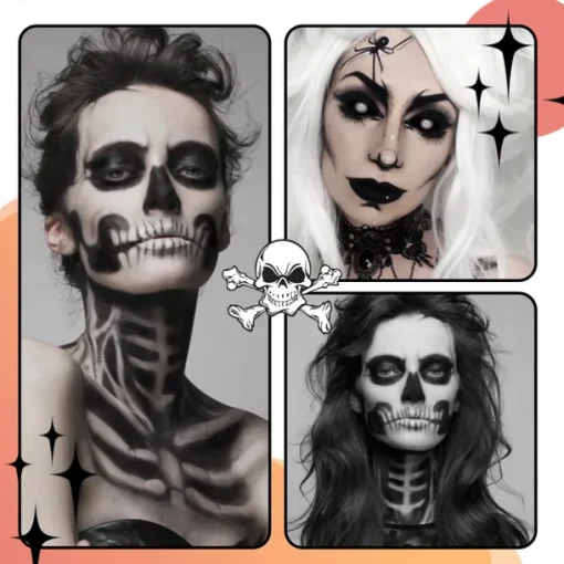 Halloween Makeup Kit - Black, White Oil-Based Body Paint for Adults - Perfect for Joker, Zombie, Vampire, and Skeleton Cosplay - Long-Lasting and Easy to Apply