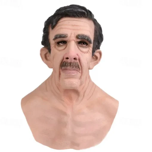 Halloween Mask Realistic Old Man Mask Creepy Human Latex Mask, Scary Wrinkle Mask Halloween Cosplay Costume Mask Party Props