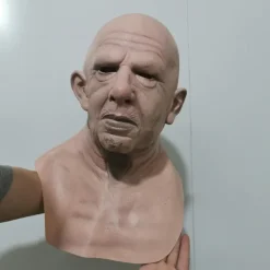 Halloween Mask Realistic Old Man Mask Creepy Human Latex Mask, Scary Wrinkle Mask Halloween Cosplay Costume Mask Party Props