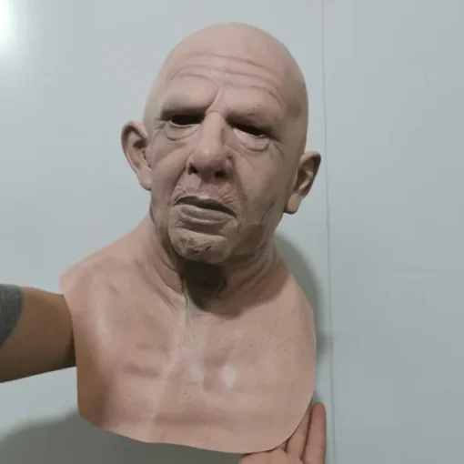 Halloween Mask Realistic Old Man Mask Creepy Human Latex Mask, Scary Wrinkle Mask Halloween Cosplay Costume Mask Party Props