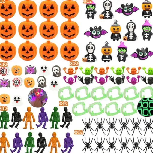 Halloween Mochi Squishy Toys with Gift Box Mini Kawaii Mochi Squeeze Toy Stress Reliever Anxiety Packs for Kids Party Favors Halloween Miniatures Halloween Treat Bags Gifts