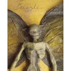 Halloween Mummified Fairy Display Box Solid Mdf Rectangle Distressed Wooden Hard Gift Durable Scary Mummy Skeleton With Wing Decoration Living Room Supplies