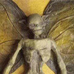 Halloween Mummified Fairy Display Box Solid Mdf Rectangle Distressed Wooden Hard Gift Durable Scary Mummy Skeleton With Wing Decoration Living Room Supplies