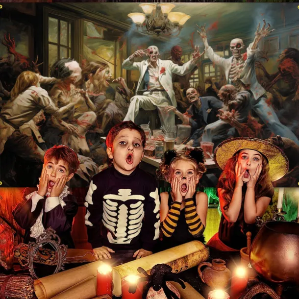 Halloween Party Horror Hanging Tapestry Wall Art Large Tapestry Mural Decor Photograph Backdrop Blanket Curtain Home Bedroom Living Room Decoration Skull Zombie Blood Halloween Decorations