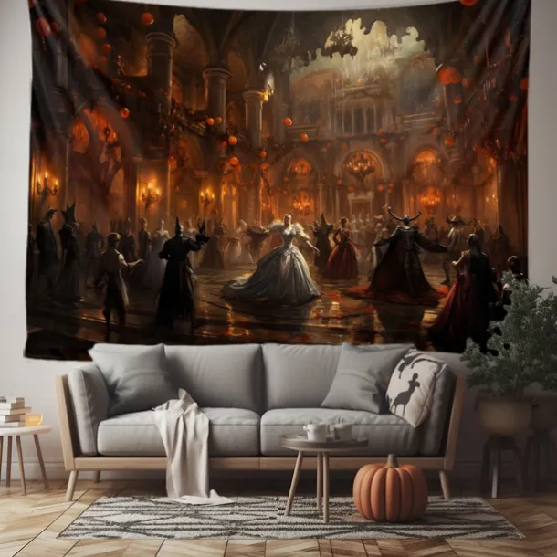 Halloween Party Horror Hanging Tapestry Wall Art Large Tapestry Mural Decor Photograph Backdrop Blanket Curtain Home Bedroom Living Room Decoration Skull Zombie Blood Halloween Decorations