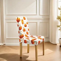 Halloween Printed Dining Chair Covers - Festive Spooky Design, Stretchable and Durable, Perfect for Dining Room Party Decorations