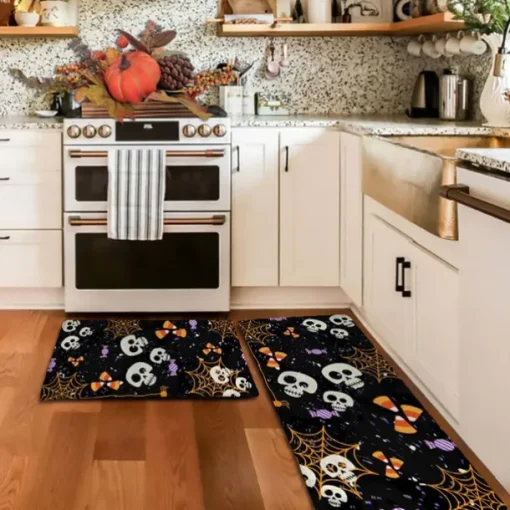 Halloween Pumpkin Area Rug Kitchen Rug Mat Non-Slip Oil Proof Floor Mat Livingroom Rug Indoor Outdoor Mat Bedroom Decor Bathroom Mat Entrance Rug Door Mat