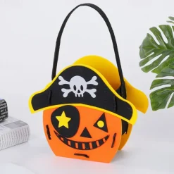 Halloween Pumpkin Buckets for Kids Trick or Treat Bags Portable Party Favor Bags Felt Candy Baskets Halloween Table Decorations