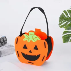 Halloween Pumpkin Buckets for Kids Trick or Treat Bags Portable Party Favor Bags Felt Candy Baskets Halloween Table Decorations