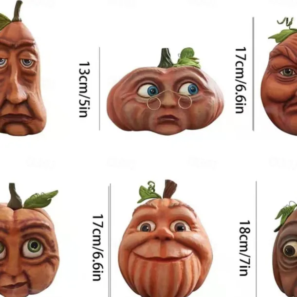 Halloween Pumpkin Decor Fall Decor Expressive Pumpkin Figures Family Outdoor Freak Set of Six Combinations Venue Layout Props for Indoor/Outdoor Party